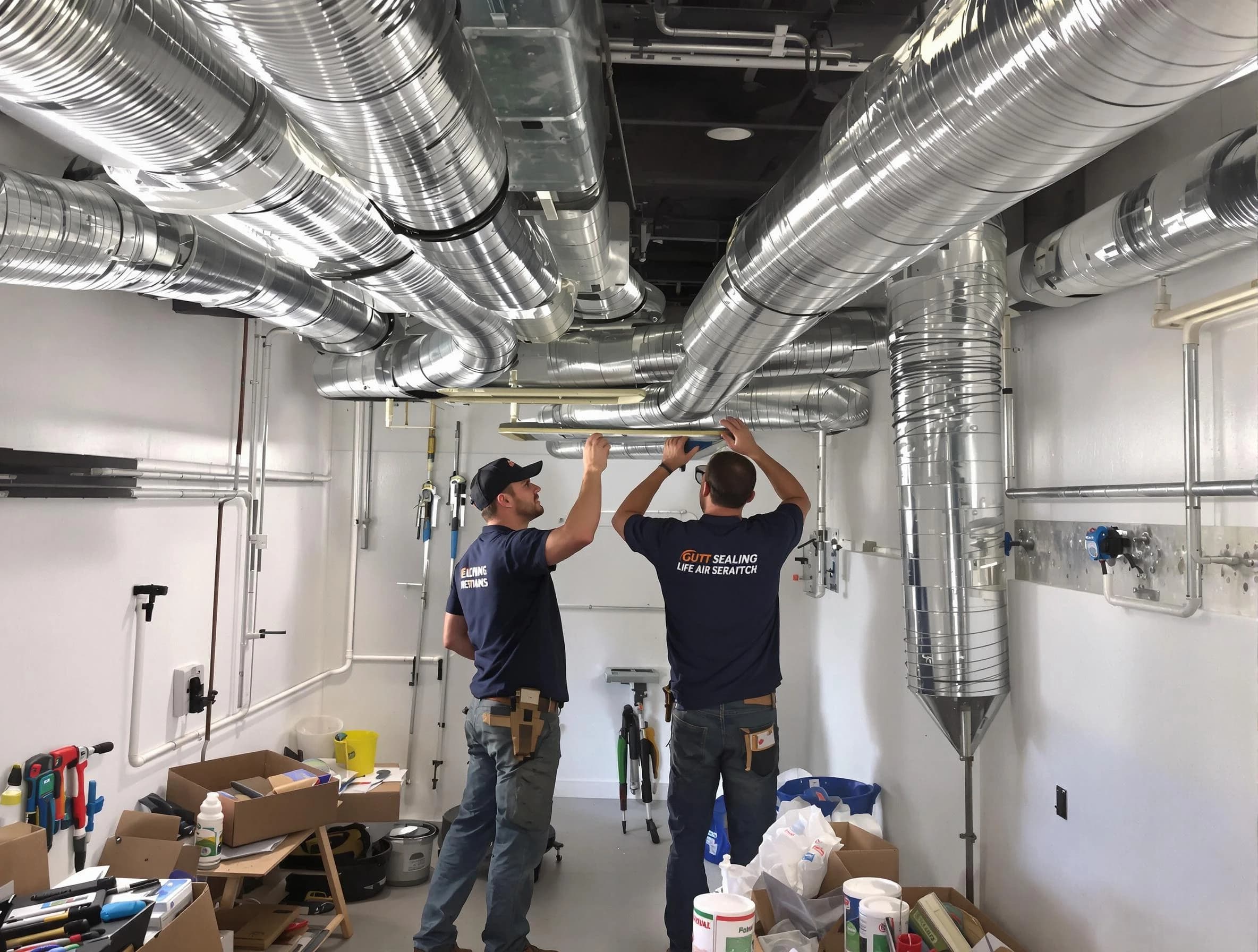 New River Air Duct Cleaning technician applying professional duct sealing solutions in New River