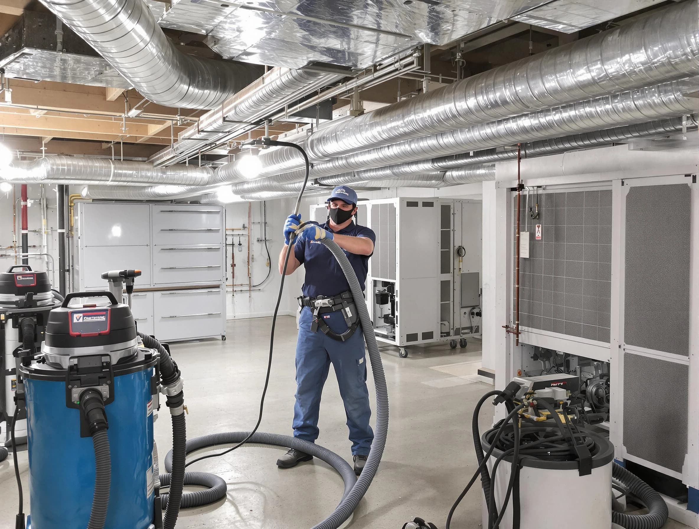 New River Air Duct Cleaning specialist performing thorough central air duct cleaning for improved system efficiency in New River