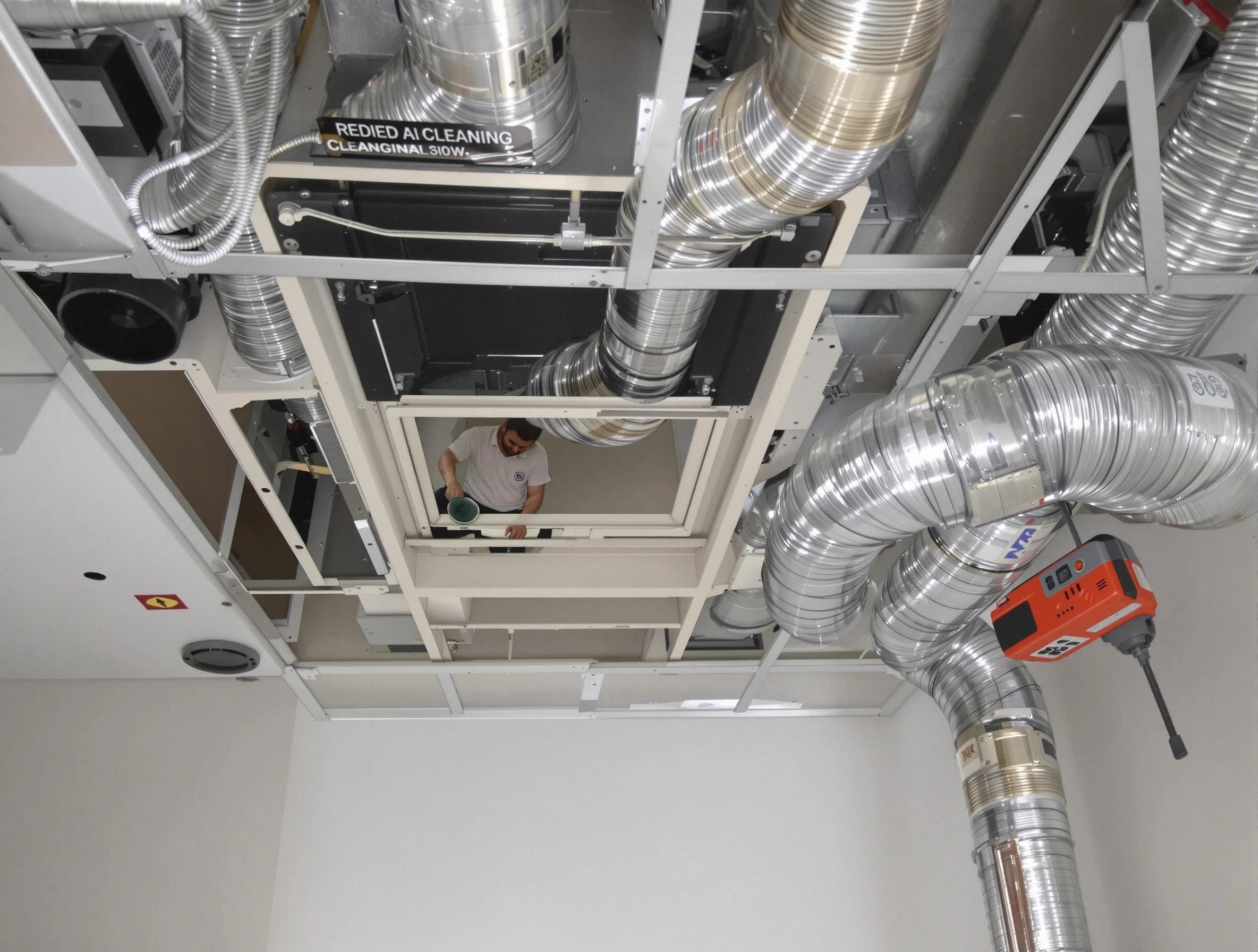 New River Air Duct Cleaning technician performing detailed central duct system cleaning in New River