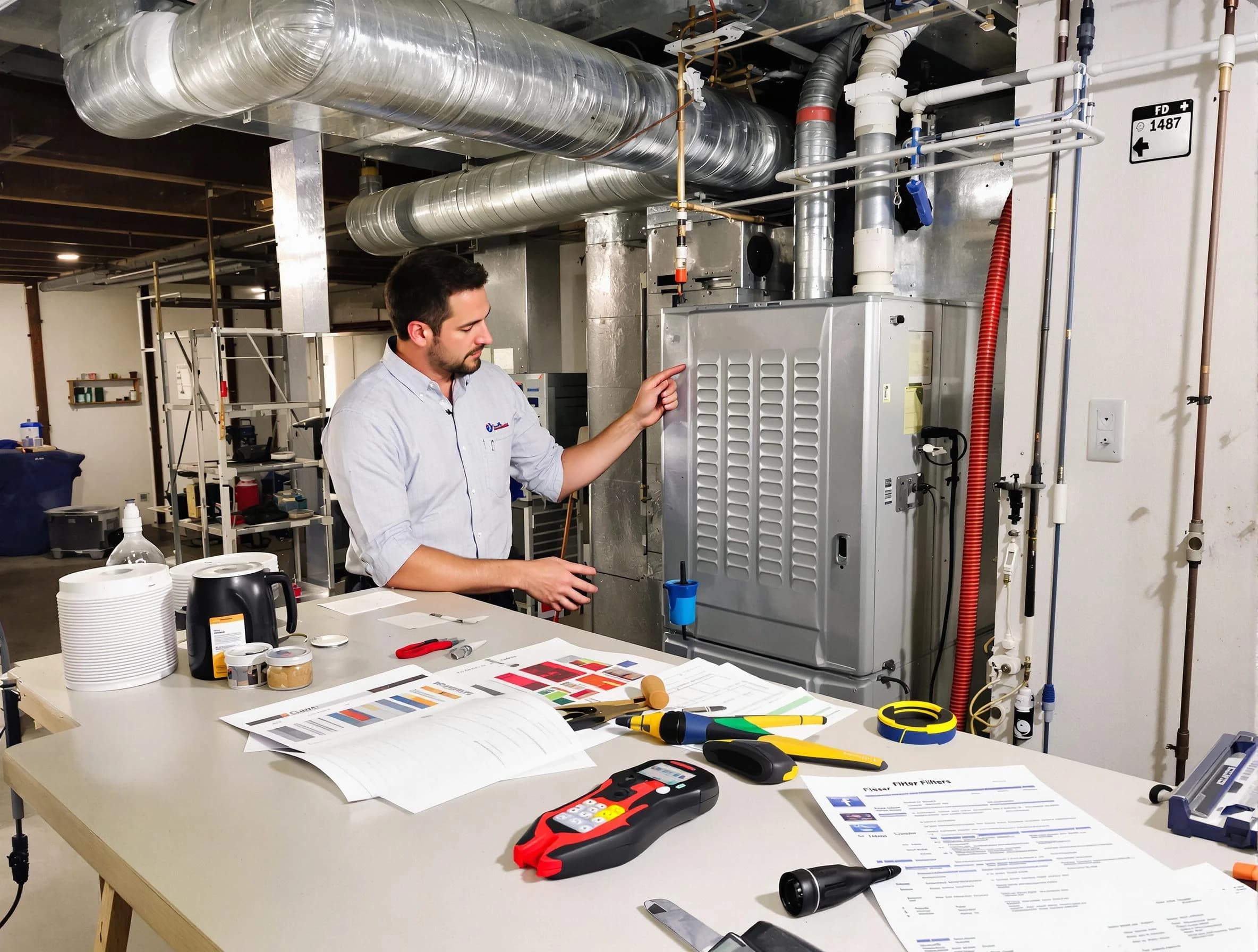 New River Air Duct Cleaning inspector conducting detailed filter system evaluation using professional diagnostic tools in New River