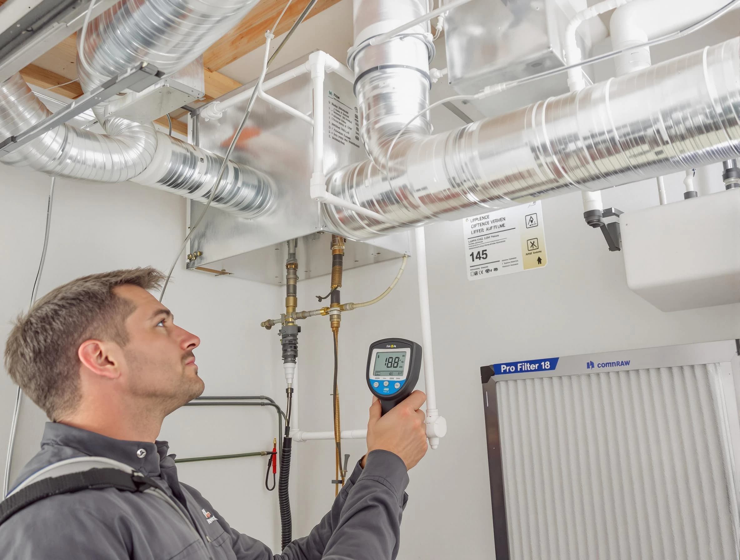 New River Air Duct Cleaning expert conducting detailed filter system inspection using diagnostic tools in New River
