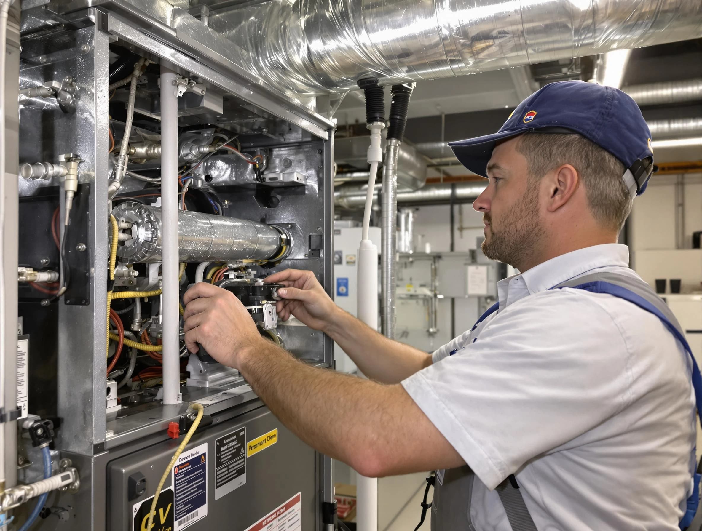 New River Air Duct Cleaning specialist performing thorough furnace duct cleaning to improve heating efficiency in New River