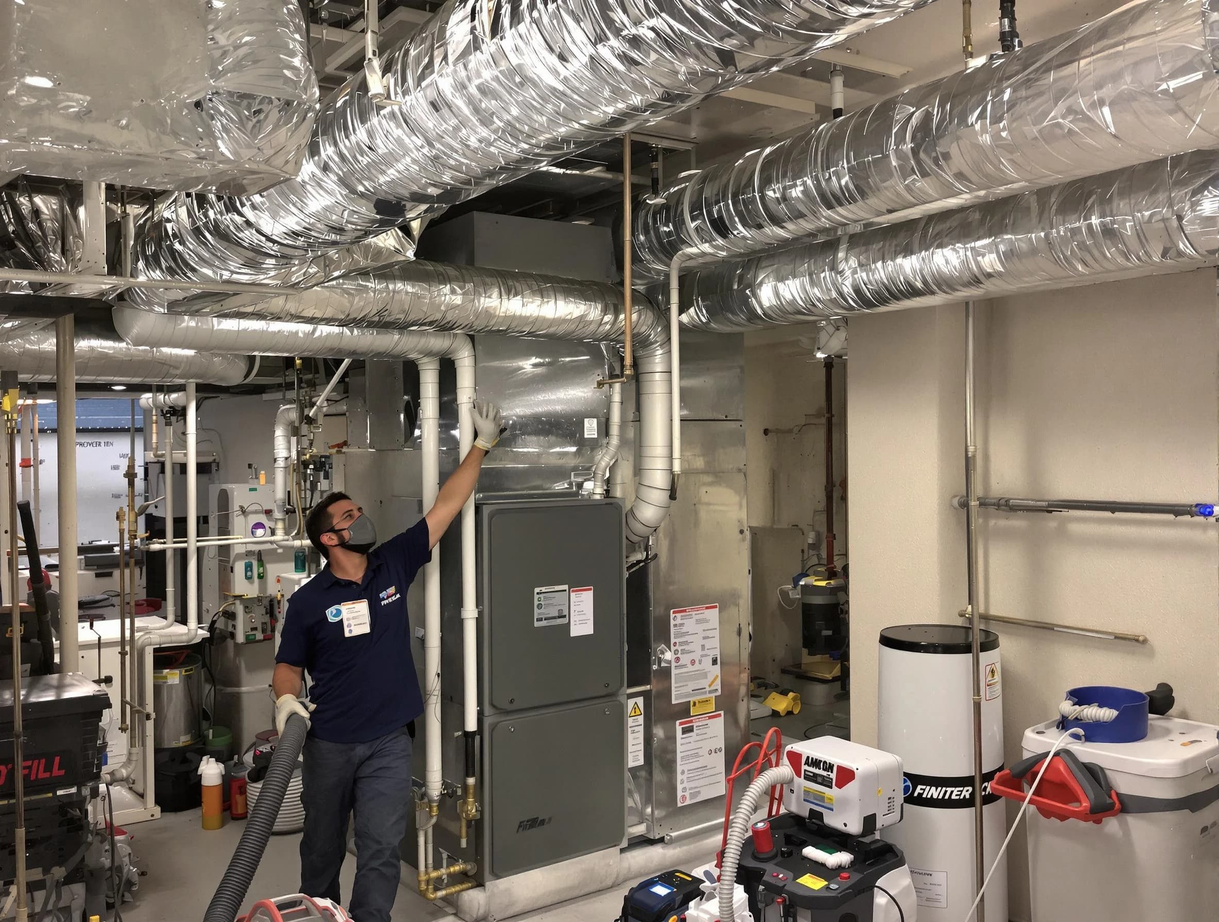 New River Air Duct Cleaning specialist performing thorough furnace duct cleaning in a New River residence