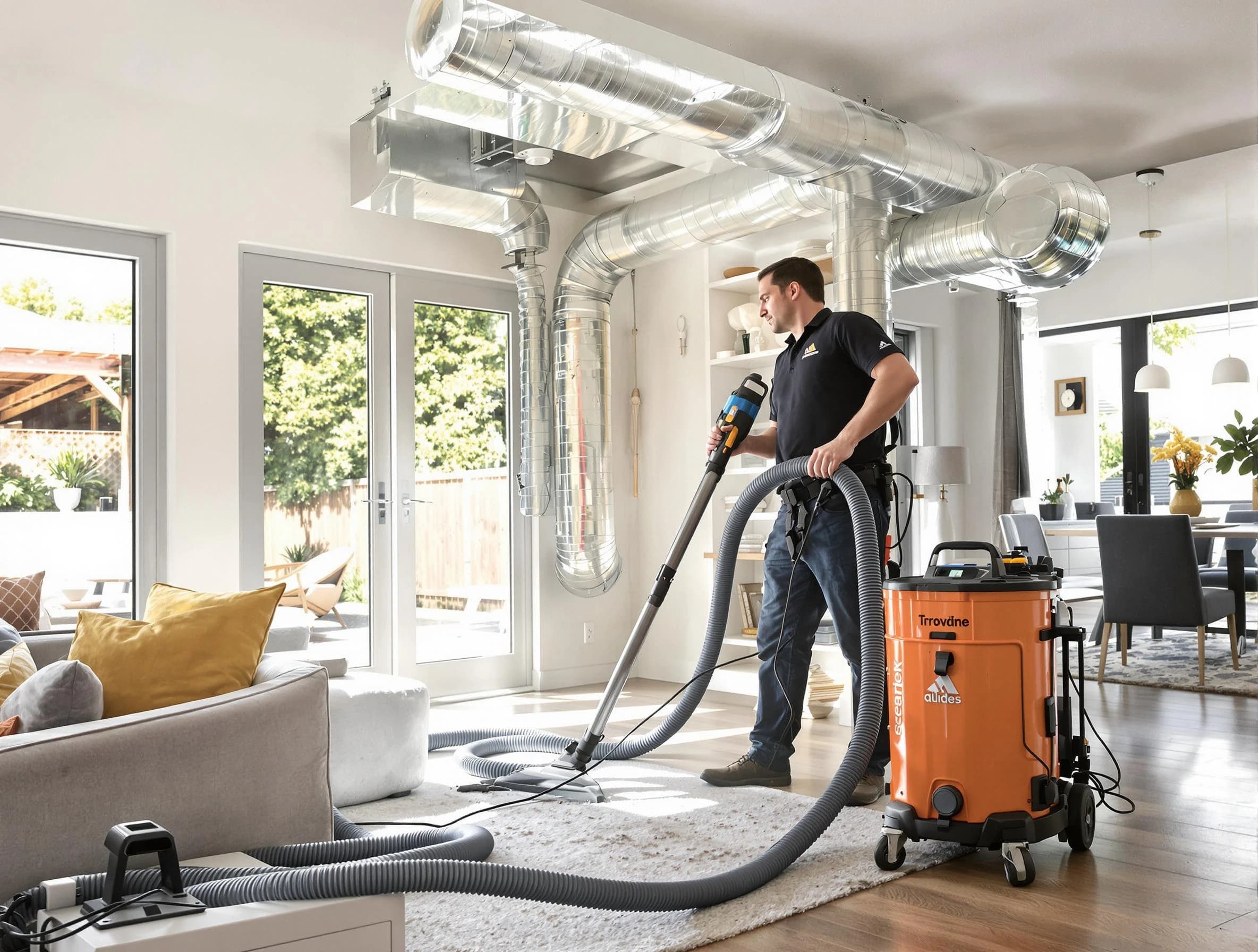 New River Air Duct Cleaning specialist performing thorough residential duct cleaning using advanced equipment in New River