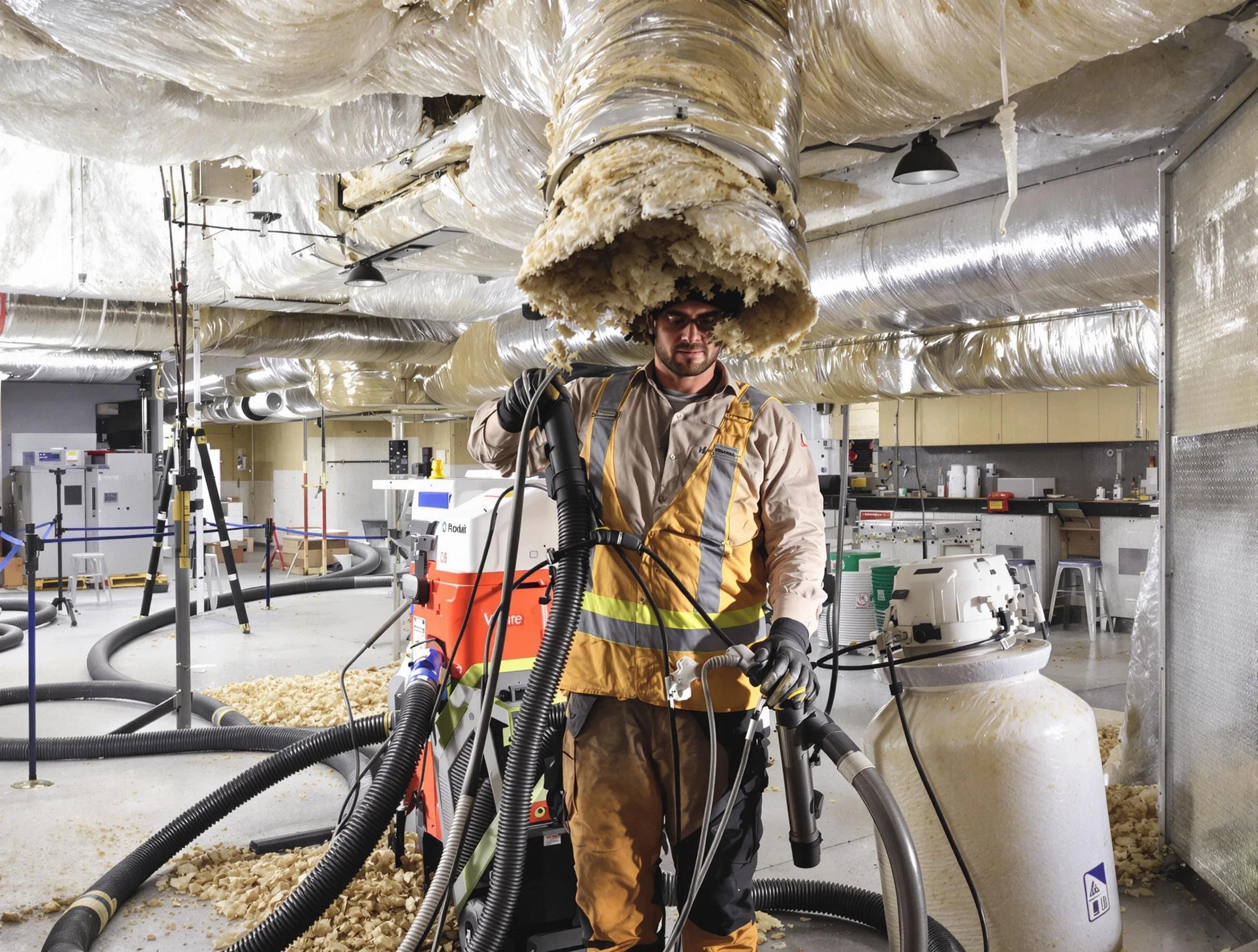 Professional vacuum insulation removal by New River Air Duct Cleaning expert in New River