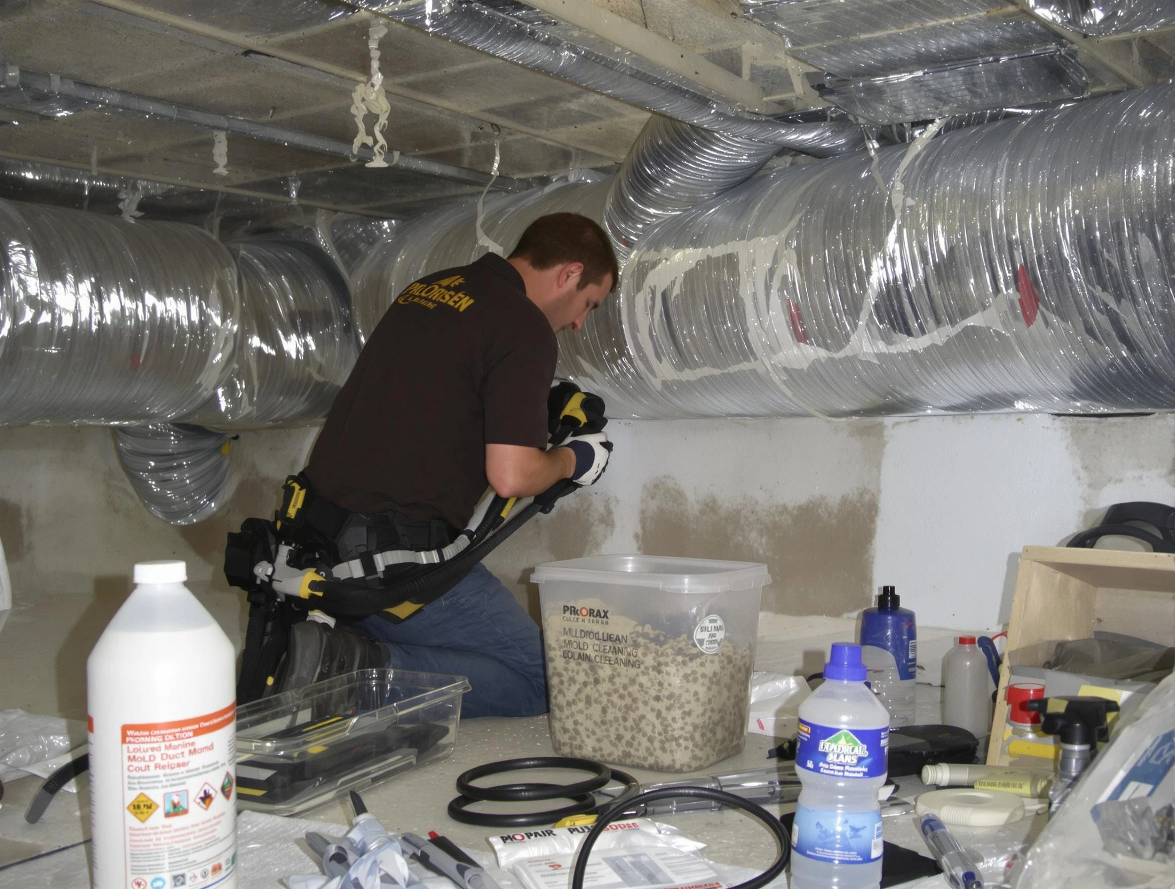 New River Air Duct Cleaning specialist performing professional mold removal from air ducts in New River